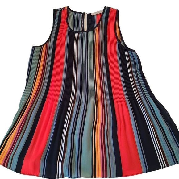 Dalia Womens Multi-Color Striped Sleeveless Lightweight Top Medium - Picture 1 of 11